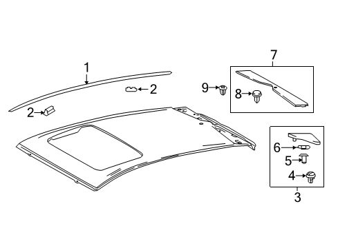 2019 Toyota Prius Prime Exterior Trim - Roof Finish Molding Diagram for 7505547010