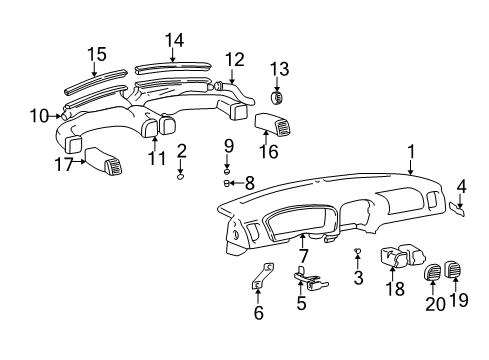 2000 Hyundai Sonata Cluster & Switches, Instrument Panel Cover-Blanking Photo Sensor Diagram for 9725438000TI