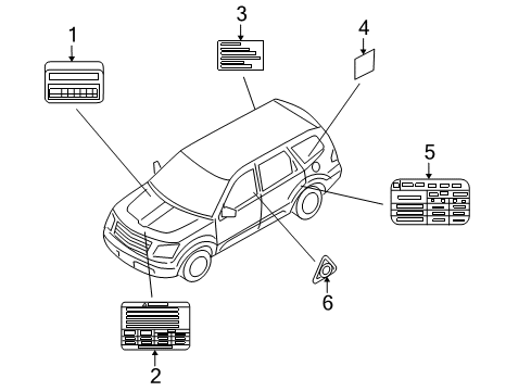 2009 Kia Borrego Information Labels Label-Rear Area Module Diagram for 919592J800