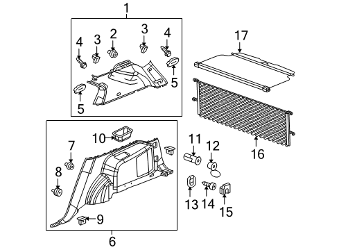 2014 GMC Terrain Interior Trim - Quarter Panels Lower Trim Panel Retainer Diagram for 11610793