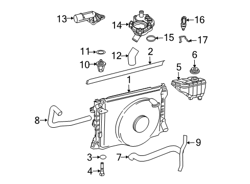 2006 Ford Mustang Radiator & Components Outlet Hose Diagram for 4R3Z8A595BA