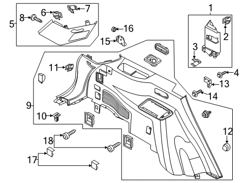 2021 Lincoln Aviator Interior Trim - Quarter Panels MOULDING - ROOF SIDE TRIM Diagram for LC5Z7831011BA