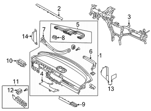 Cluster & Switches, Instrument Panel COVER-DISPLAY RR, LH Diagram for 847F4GI000NNB