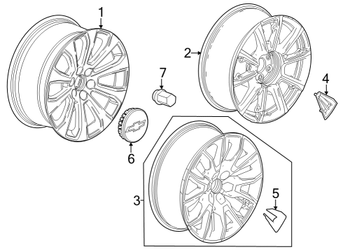 Wheels WHEEL-22X9.0J ALUM 28MM O/S 139.7X6XM14 B Diagram for 84604787