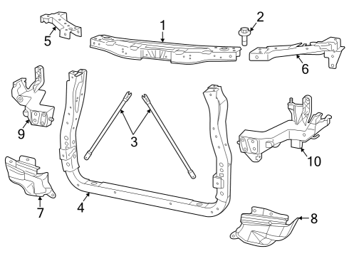 2019 Jeep Grand Cherokee Radiator Support Radiator Closure Panel Brace Diagram for 68223547AB