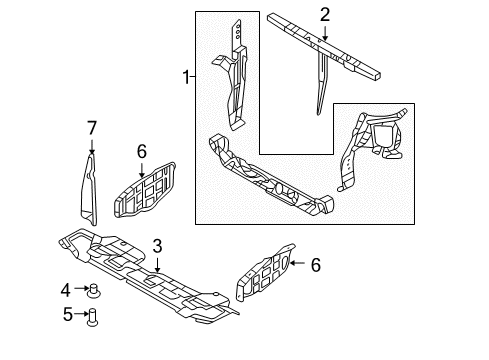 2007 Hyundai Entourage Radiator Support, Splash Shields Panel Complete-Radiator Support Diagram for 641004J010