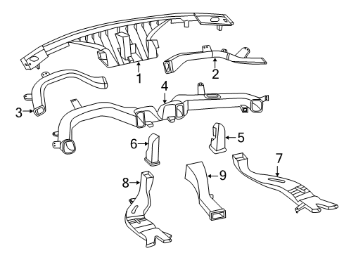 2016 Nissan Pathfinder Ducts Nozzle-Side Defroster Driver Diagram for 278113KA0A