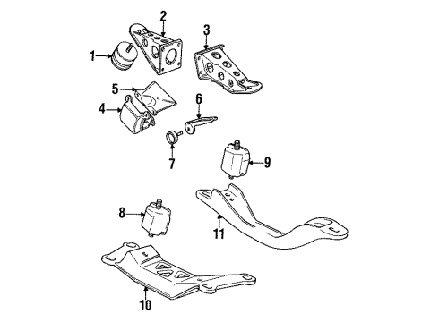 1987 BMW 325i Engine Mounting Cross Member Diagram for 23711176574