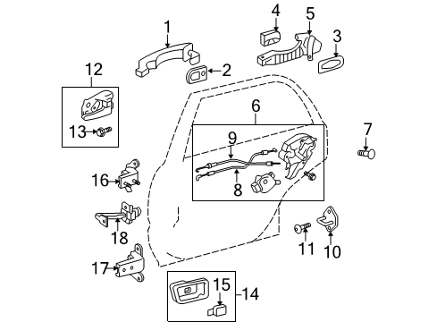 2006 Toyota Highlander Rear Door Frame Diagram for 6920448030