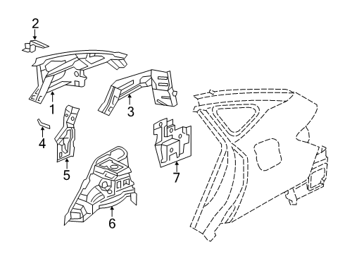 2018 Honda Clarity Inner Structure - Quarter Panel Pillar, R. RR. (Inner) Diagram for 64310TVAA10ZZ