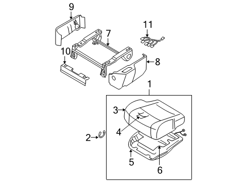 2006 Nissan Quest Front Seat Components Cushion Assembly - Front Seat Diagram for 87350ZF060