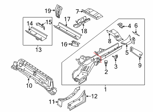 2017 Ford Transit Connect Rails & Components Rail Extension Diagram for DV6Z6111250A