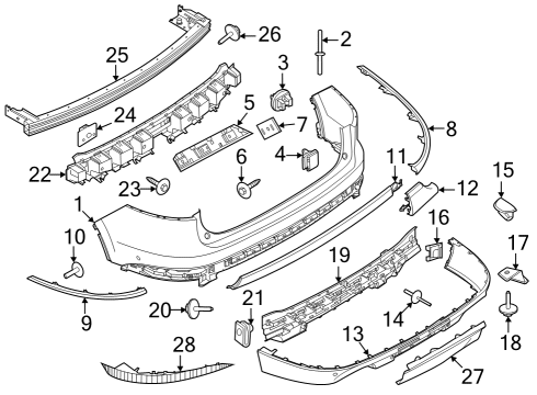 2022 Lincoln Aviator Bumper & Components - Rear Impact Bar Bolt Diagram for W718875S439