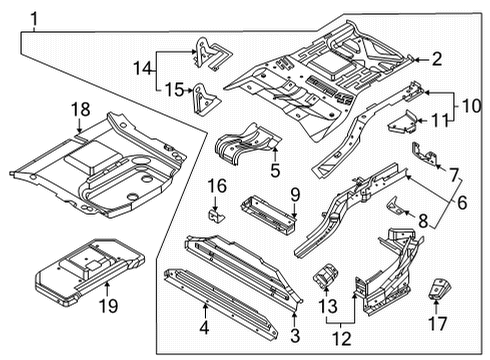 2022 Ford Mustang Mach-E Rear Floor & Rails PAN ASY - FLOOR - REAR Diagram for LJ9Z5811218A