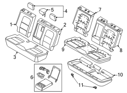 2021 Ford Bronco Sport Rear Seat Components PAD - REAR SEAT CUSHION Diagram for M1PZ78600A88A