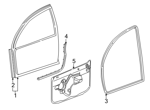 2000 Dodge Intrepid Front Door WEATHERSTRIP-Front Door Opening Diagram for TE73MF1AE