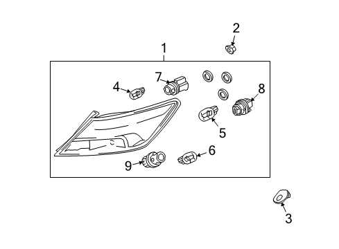 2014 Acura TL Bulbs Taillight Assembly, Passenger Side Diagram for 33500TK4A11