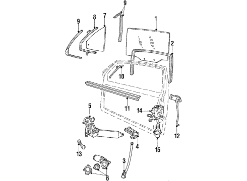 1985 Mercury Cougar Glass - Door Drive Gear Diagram for DOAZ62234A24B