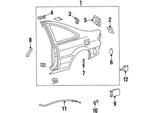1997 Toyota Paseo Fuel Door Cable Sub-Assy, Fuel Lid Lock Control Diagram for 7703516240