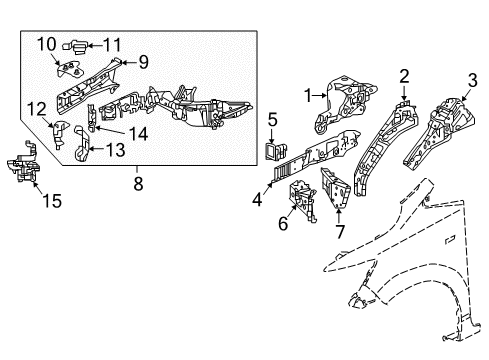 2016 Honda Fit Structural Components & Rails Bolt-Washer (8X16) Diagram for 934040801608