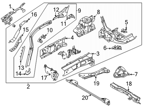 2022 Ford Bronco Sport Structural Components & Rails MEMBER ASY - CROSS - CENTER Diagram for LX6Z7810414B