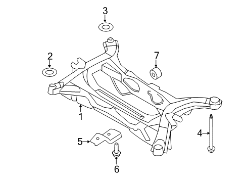 2014 Ford Edge Suspension Mounting - Rear Suspension Crossmember Rear Bushing Diagram for BT4Z5400145A