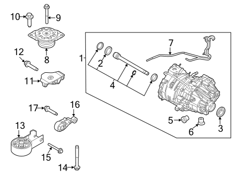 2022 Ford Mustang Mach-E Traction Motor Components Bracket Bolt Diagram for W718886S439