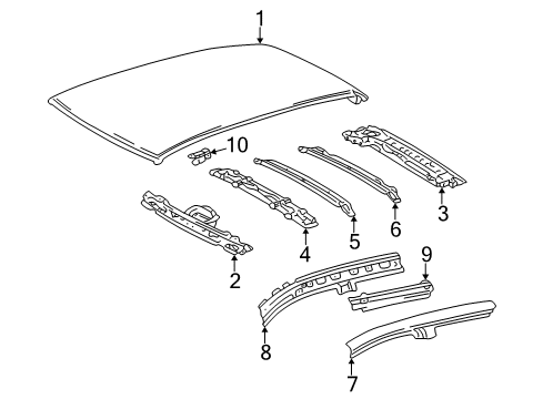 2003 Lexus IS300 Roof & Components Panel, Roof Diagram for 6311153030