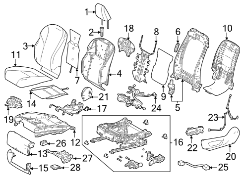 Power Seats FELT, SEAT BACK Diagram for 7997778020
