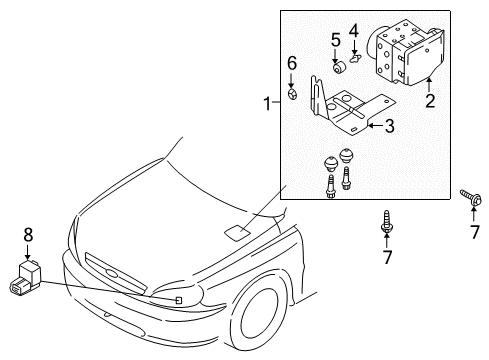 2001 Kia Rio ABS Components Insert-Mount Diagram for 0K2C143725A