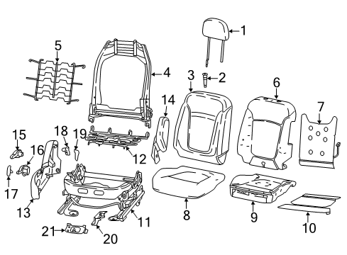 2020 Jeep Compass Passenger Seat Components Seat Cushion Foam Diagram for 68291237AD