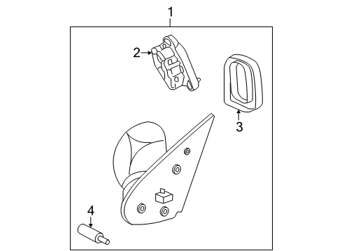 2004 Ford Explorer Outside Mirrors Mirror Glass Diagram for 1L2Z17K707CB