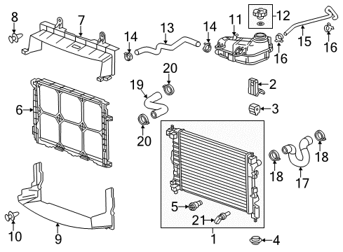 2013 Chevrolet Sonic Radiator & Components Lower Hose Diagram for 96958195