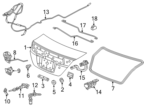 2012 Honda Civic Trunk Hinge, R. Trunk Diagram for 68610TS8A00ZZ
