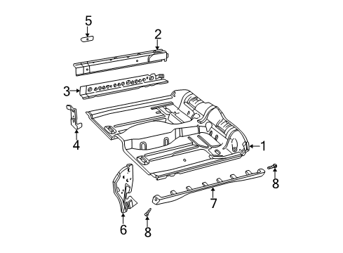 2000 Chevrolet Cavalier Floor & Rails, Exterior Trim Rocker Molding Retainer Diagram for 22658182