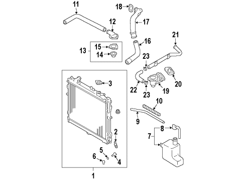 2000 Kia Sportage Radiator & Components Thermostat Set Diagram for 0K01C1517Y