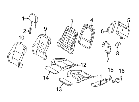2016 BMW 228i xDrive Passenger Seat Components Sports Seat Cover Imitation Leather Diagram for 52107367521