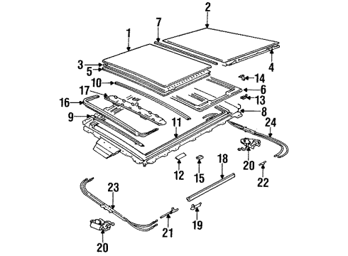 1995 BMW 525i Sunroof Slide Rail Left Diagram for 54128120597