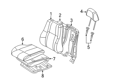 2012 Dodge Durango Front Seat Components Seat Cushion Foam Diagram for 68100702AA