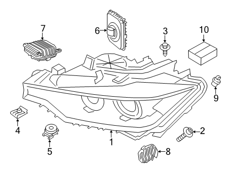 2018 BMW 340i GT xDrive Headlamps, Headlamp Washers/Wipers TELESCOPING NOZZLE, LEFT Diagram for 61677478935