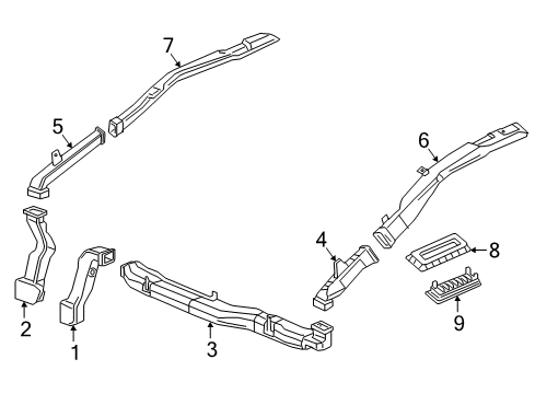 2017 Cadillac CT6 Ducts Air Vent Grille Diagram for 23341327