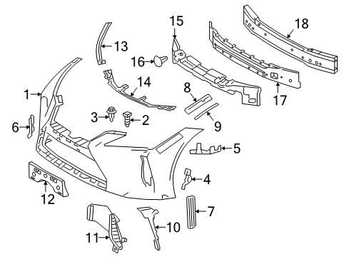 2020 Lexus LC500 Front Bumper Front Bumper Extension Mounting Bracket Diagram for 5211411021