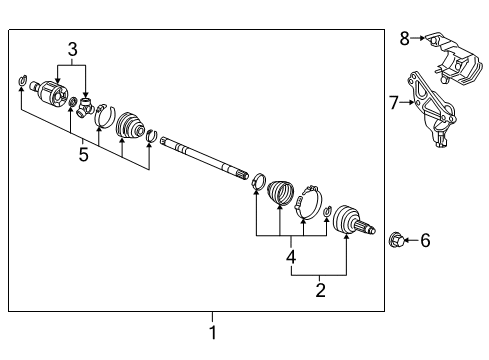 2016 Honda Pilot Drive Axles - Front Driveshaft Assembly, Driver Side Diagram for 44306TZ5A12