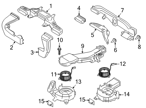2020 Ford SSV Plug-In Hybrid Electric Cooling Fan Outlet Duct Diagram for DG9Z18C297A