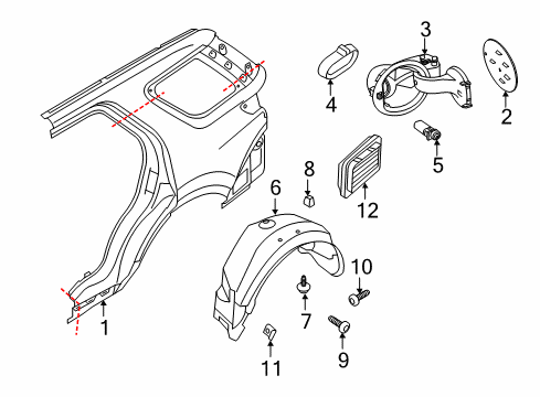 2013 Ford Explorer Quarter Panel & Components Splash Shield Diagram for BB5Z7828370B
