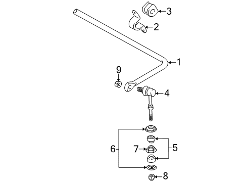 2000 Toyota MR2 Spyder Stabilizer Bar & Components - Front Stabilizer Link Nut Diagram for 9418210800