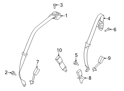 2016 Lincoln MKC Seat Belt Crossmember Bolt Diagram for W714302S424