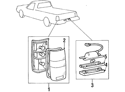 1988 Dodge Ram 50 Tail Lamps, License Lamps Lamp License Plate Diagram for MB415417