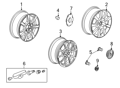 2012 Cadillac CTS Wheels, Covers & Trim Wheel Diagram for 22820068