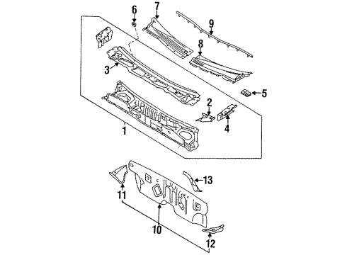 1997 Nissan Sentra Cowl Dash-Lower Diagram for 673001M330